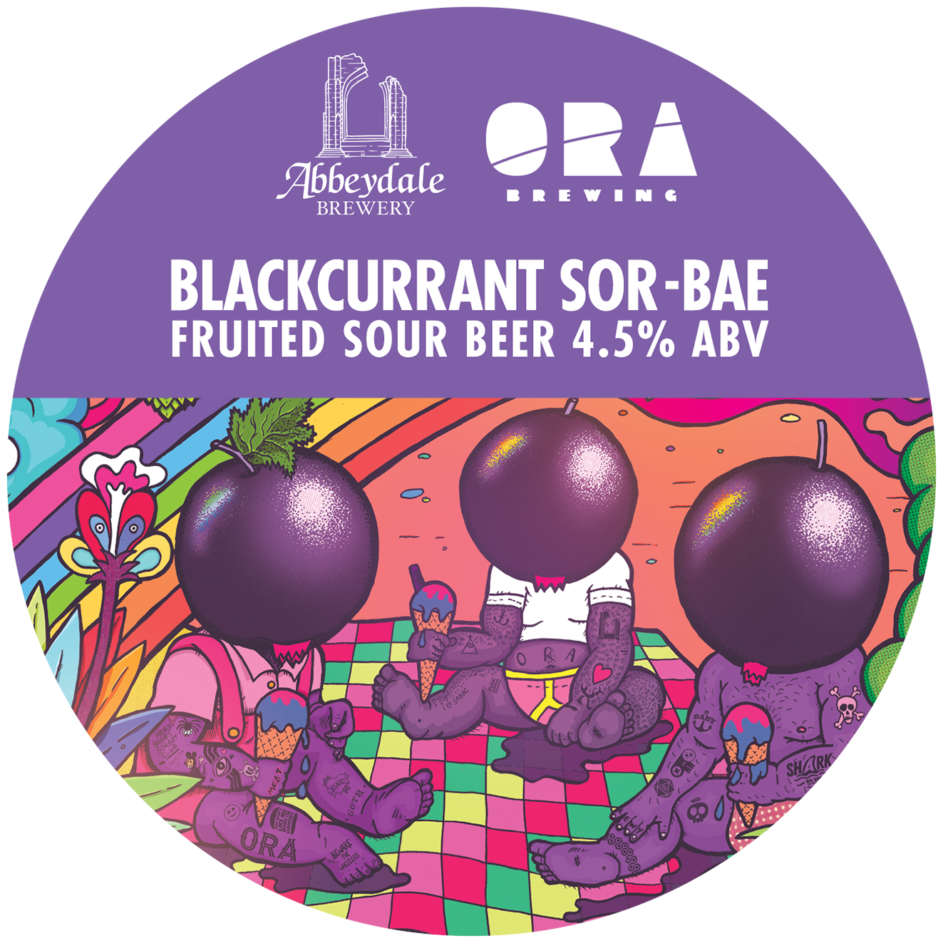 Craft Beer Label Illustration - Abbeydale Brewery - ORA Brewery - Blackcurrant Sor-bae Keg Artwork