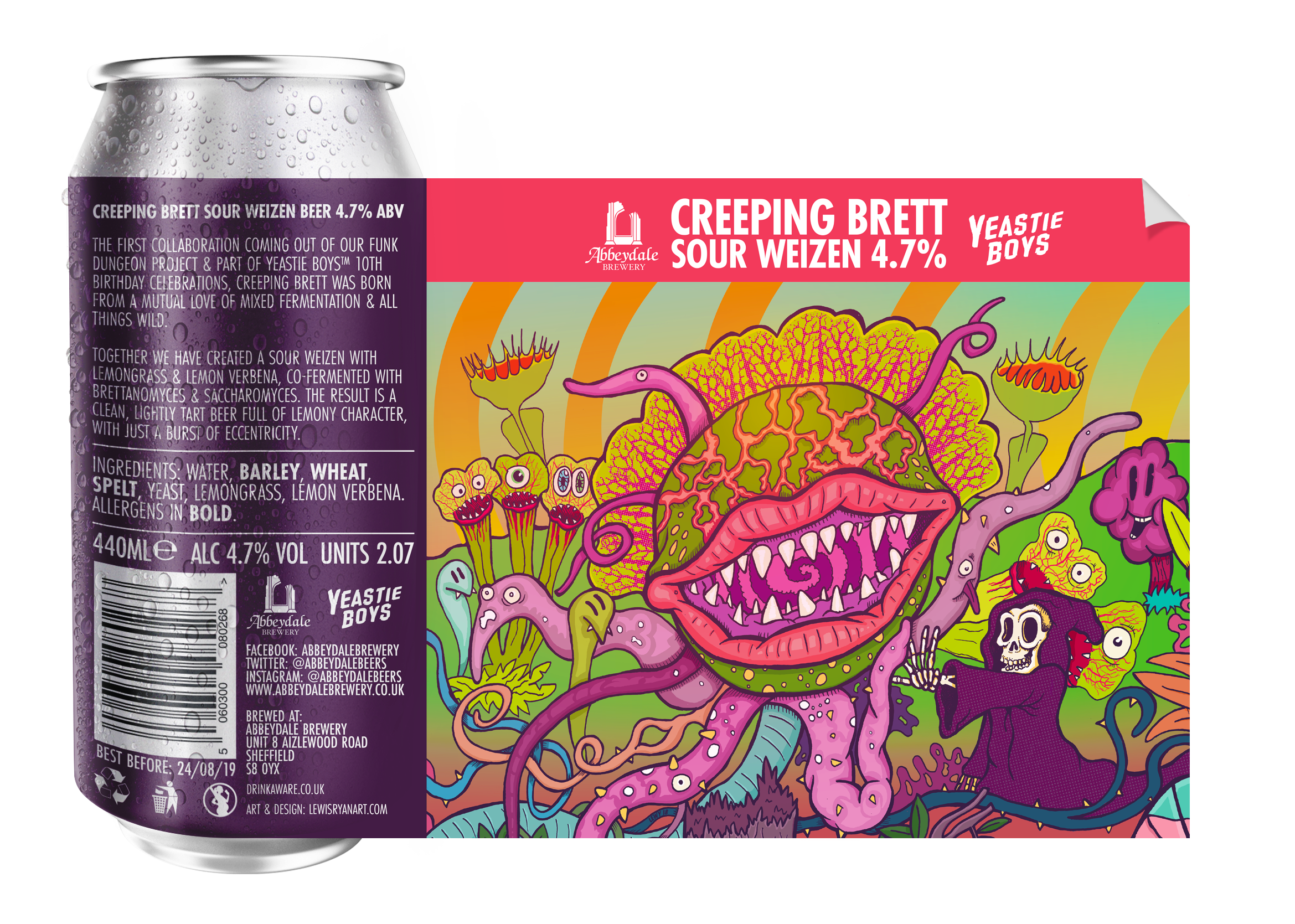 Craft Beer Label Illustration - Abbeydale Brewery - Creeping Brett Sour Weizen Beer