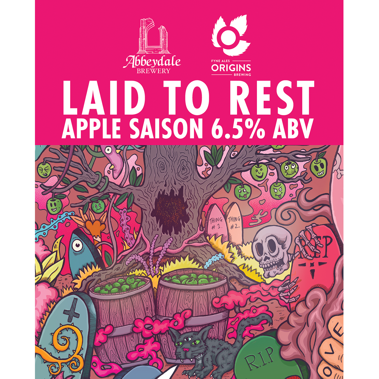 Craft Beer Label Illustration - Abbeydale Brewery - Origins Fyne Ales - Laid to Rest Apple Saison Cask Clip