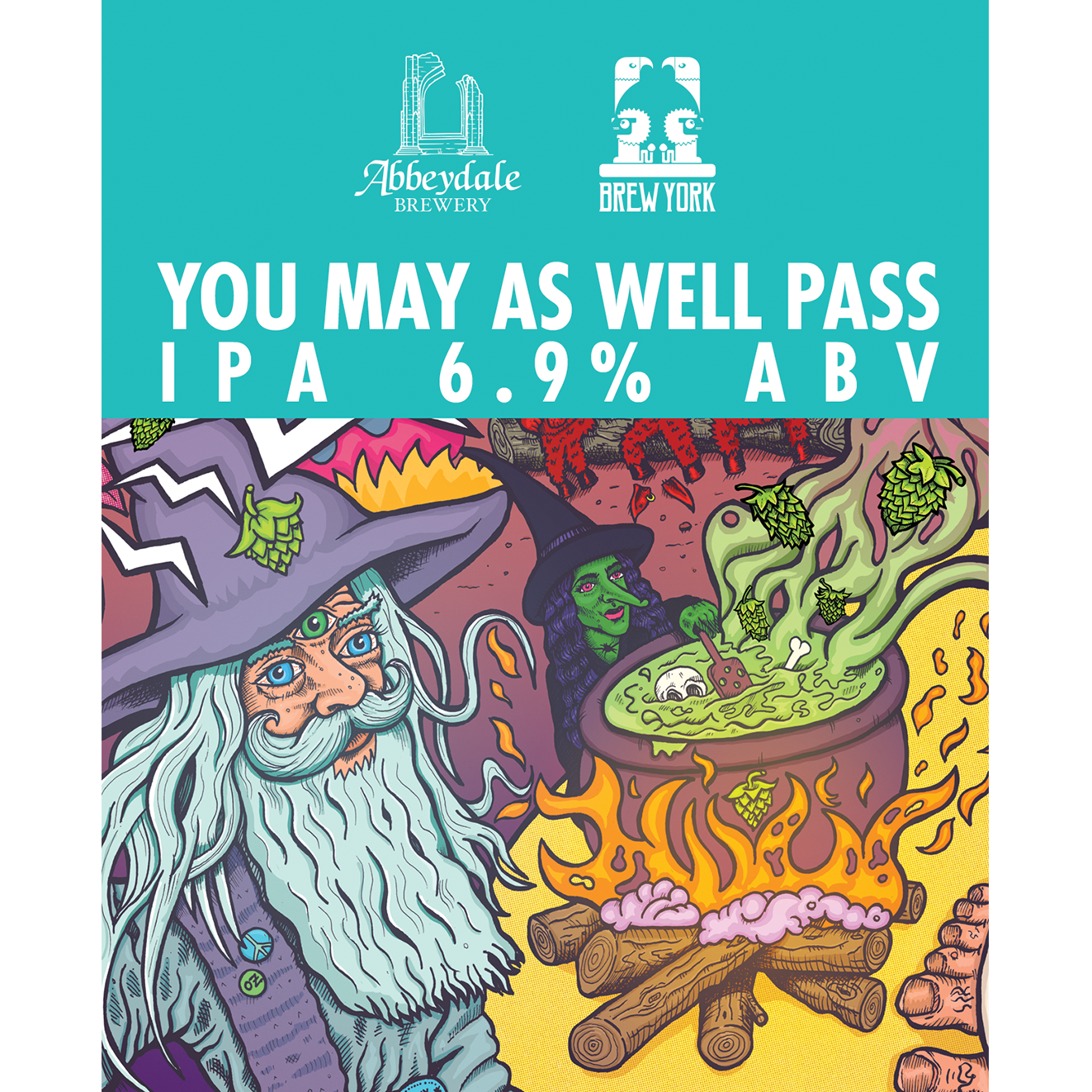 Craft Beer Label Illustration - Abbeydale Brewery - Brew York - You May As Well Pass IPA
