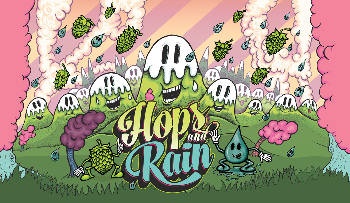 Hops and Rain Sour Beer Craft Beer Can Illustration