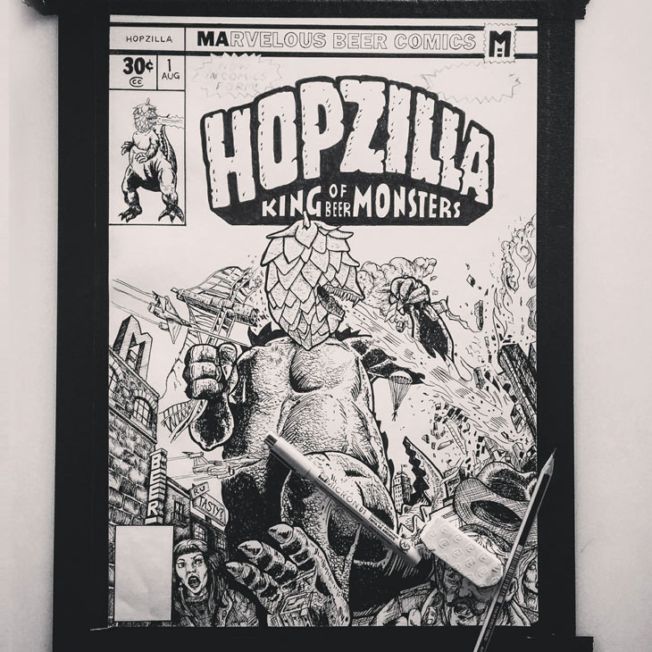 Hopzilla - Beer Poster Art Work