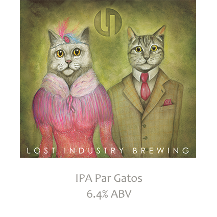 Craft Beer Label Illustration - Lost Industry - IPA Par Gatos - Cask Artwork